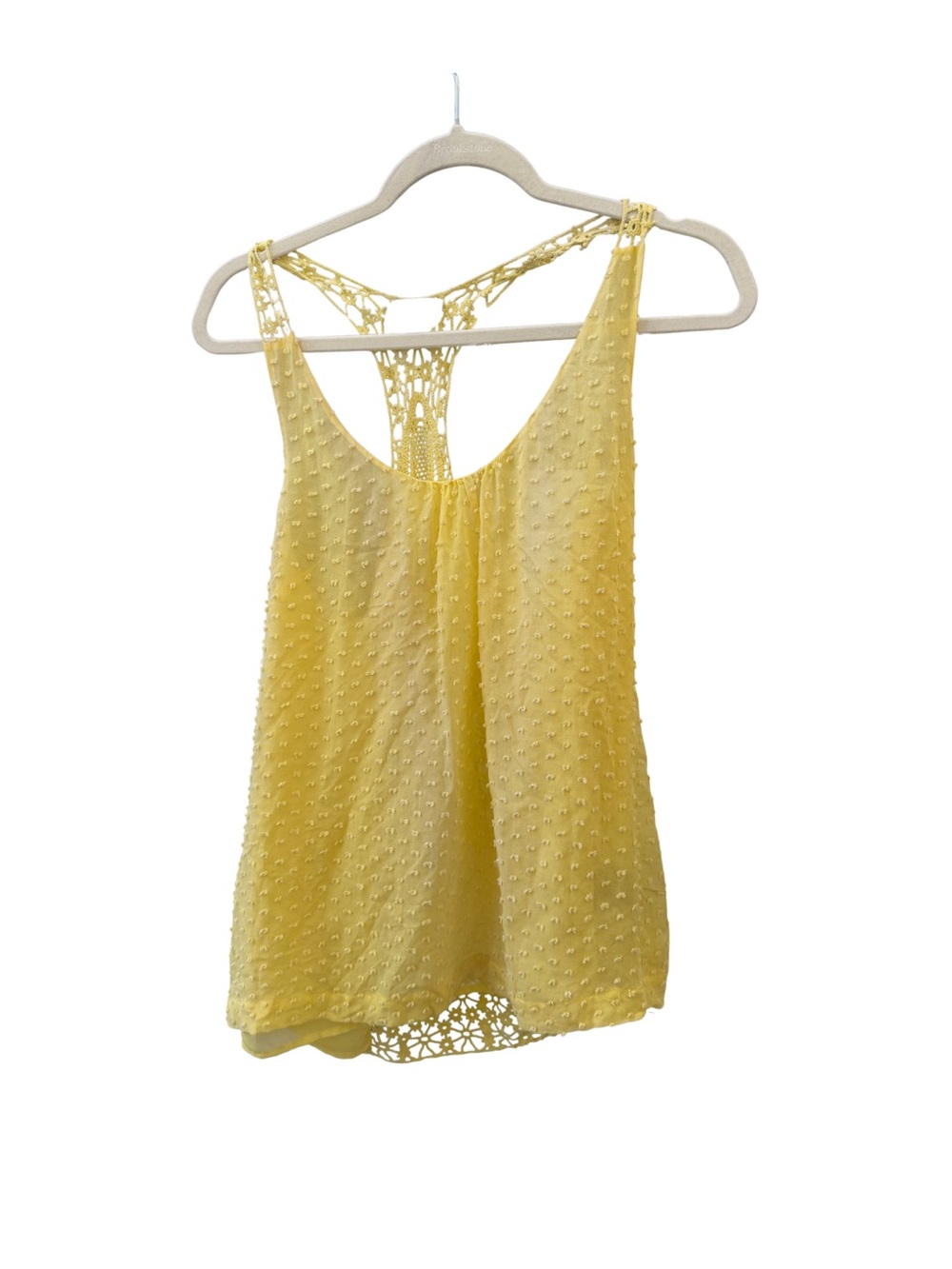bebe Yellow Crochet-Back Sleeveless Tank Top